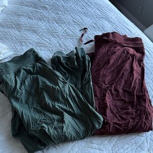 Lululemon Dance Studio Green and Burgundy Joggers Set (2)